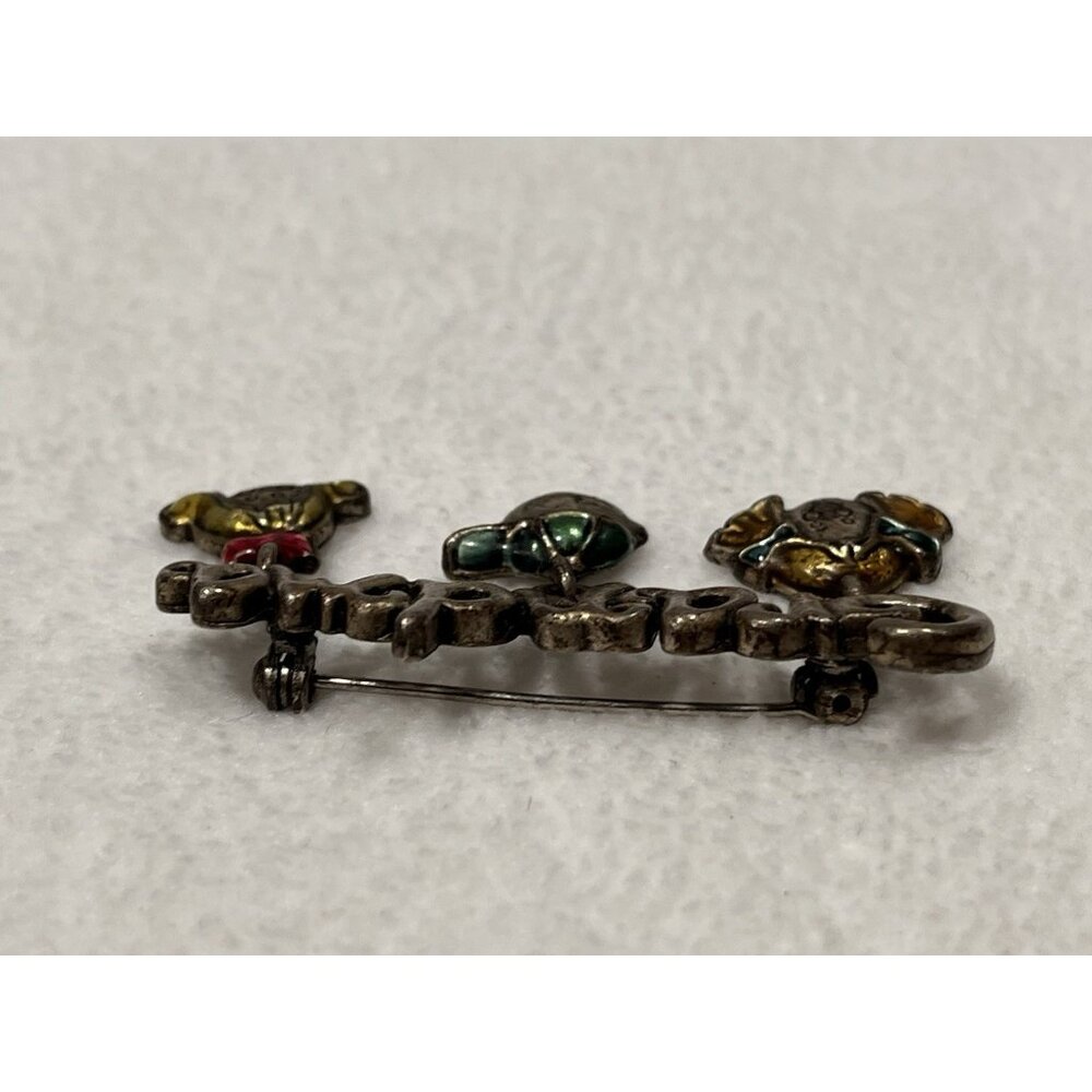 Vintage Grandma Brooch Pin Silver Tone with Dangling Grandkids Charms - Picture 4 of 9